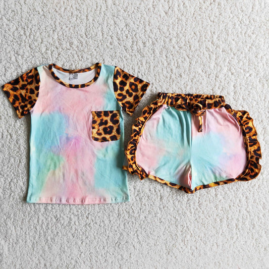 Promotion Baby Girl Summer Tie Dye Pocket Shorts Outfit