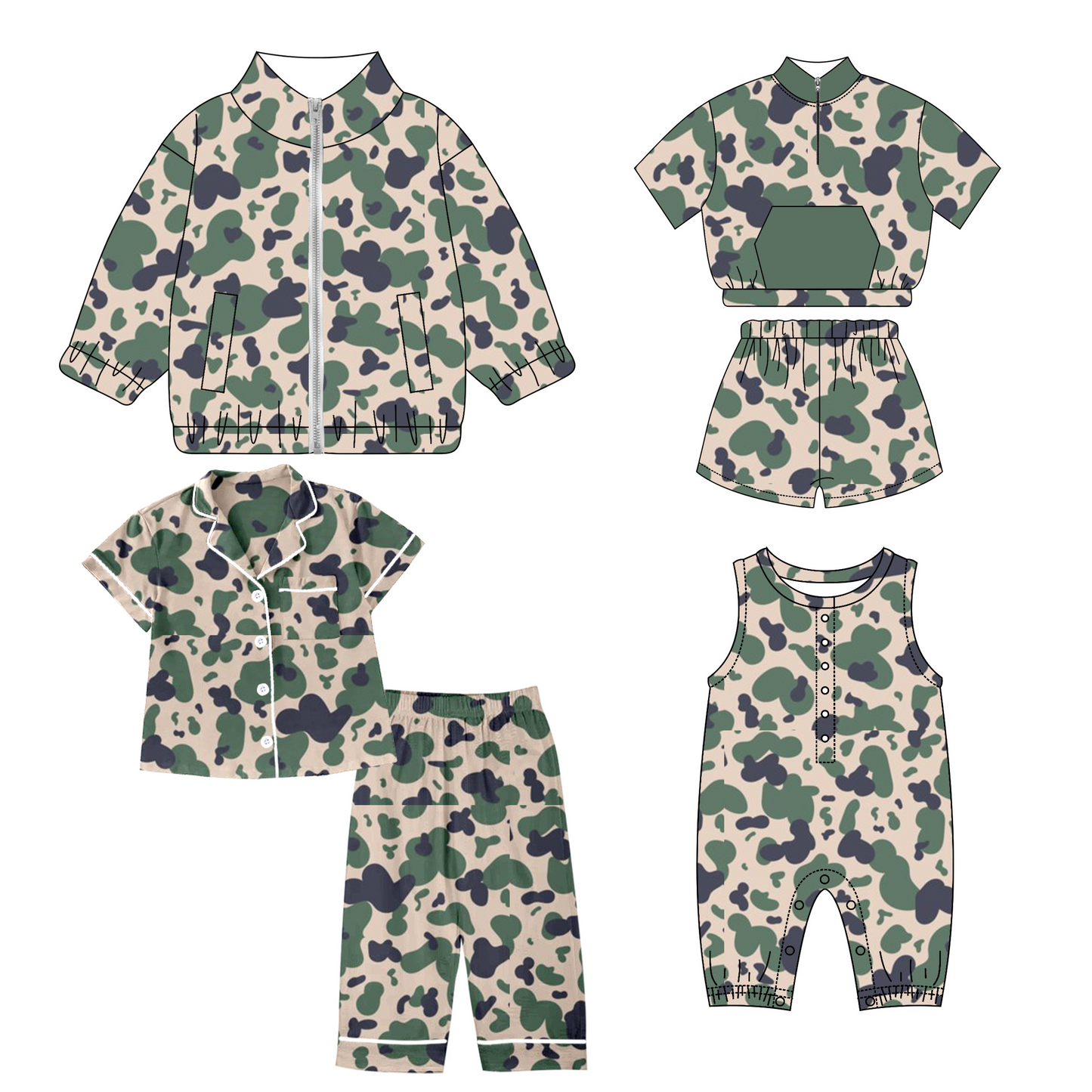 Baby Kids Toddler Sibling Camo Shirt Romper Set Moq 5