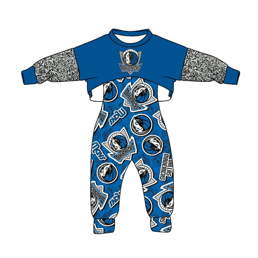 Baby Girl Team Blue Jumpsuit Fall Set