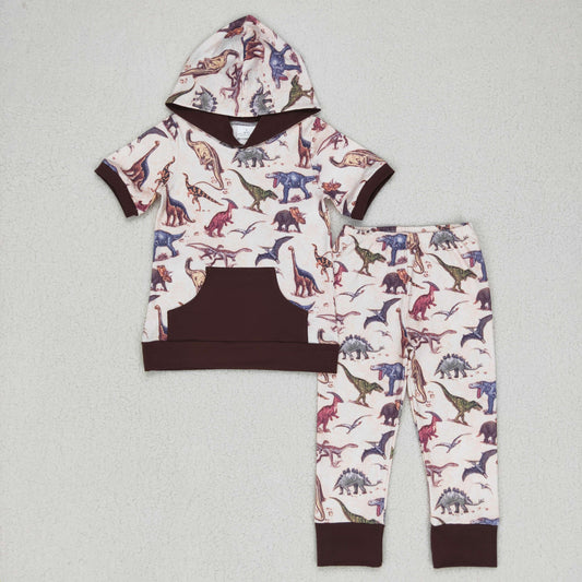 BSPO0152 Baby Boy Short Shirt Hoodie Pocket Pants Dinosaurs Outfit