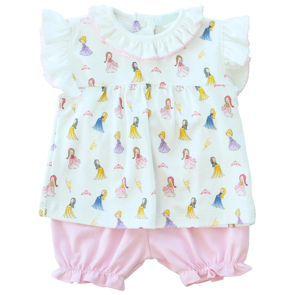 Moq 3 Pre-order GSSO0838 Baby Girl Princess Tops Pink Shorts Set