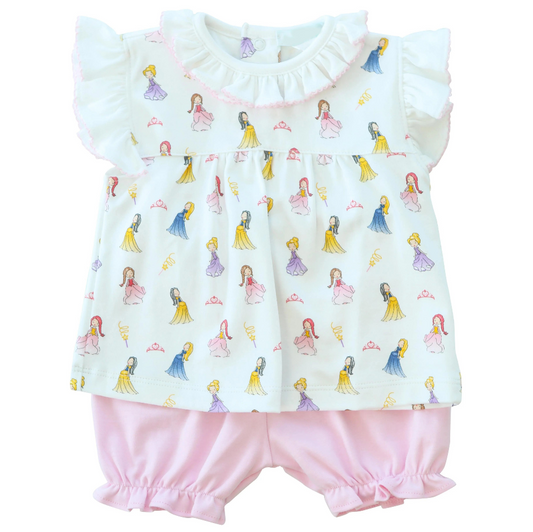 Moq 3 Pre-order GSSO0838 Baby Girl Princess Tops Pink Shorts Set