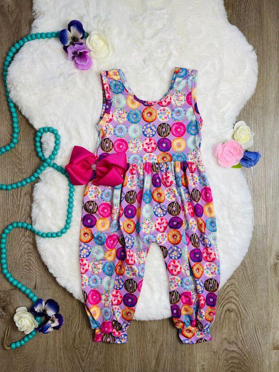 Moq 3 Pre-order SR1266 Baby Girl Donuts One Piece Romper