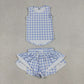 Sibling Baby Girls Kids Sleeveless Plaid Tops Shorts Sets Yoga Active Summer Clothes RTS
