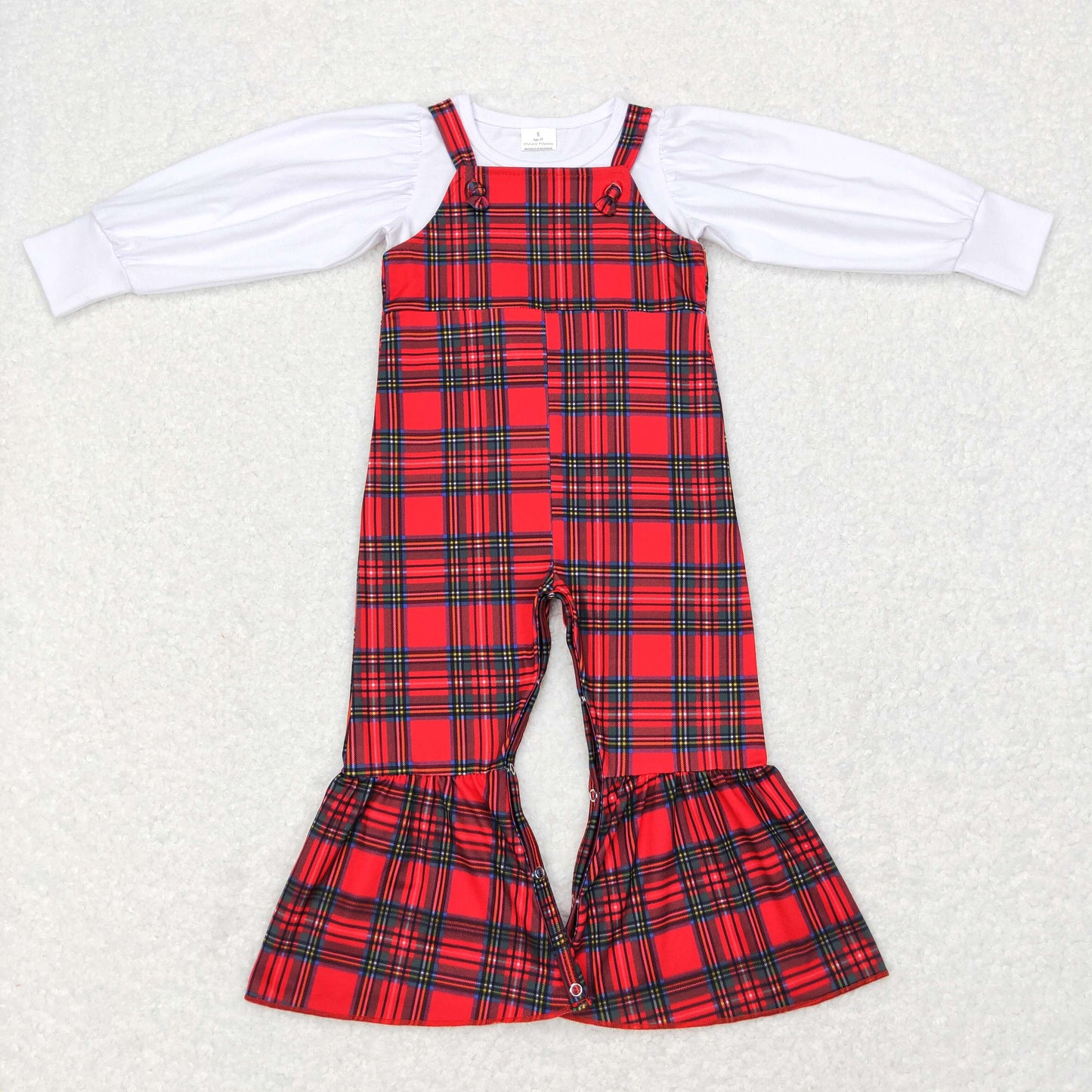 SR0479 Baby Girl Christmas Plaid Jumpsuit