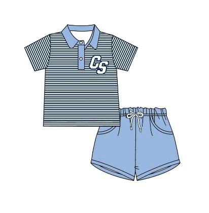 baby boy stripes polo shirt blue pocket shorts team set