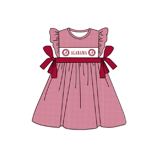 Baby Girl Red Short Sleeves Plaid Team Dress