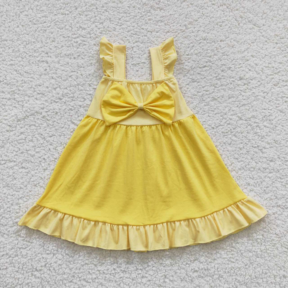 GSD0342 Baby Girl Short Sleeves Princess Summer Yellow Dress