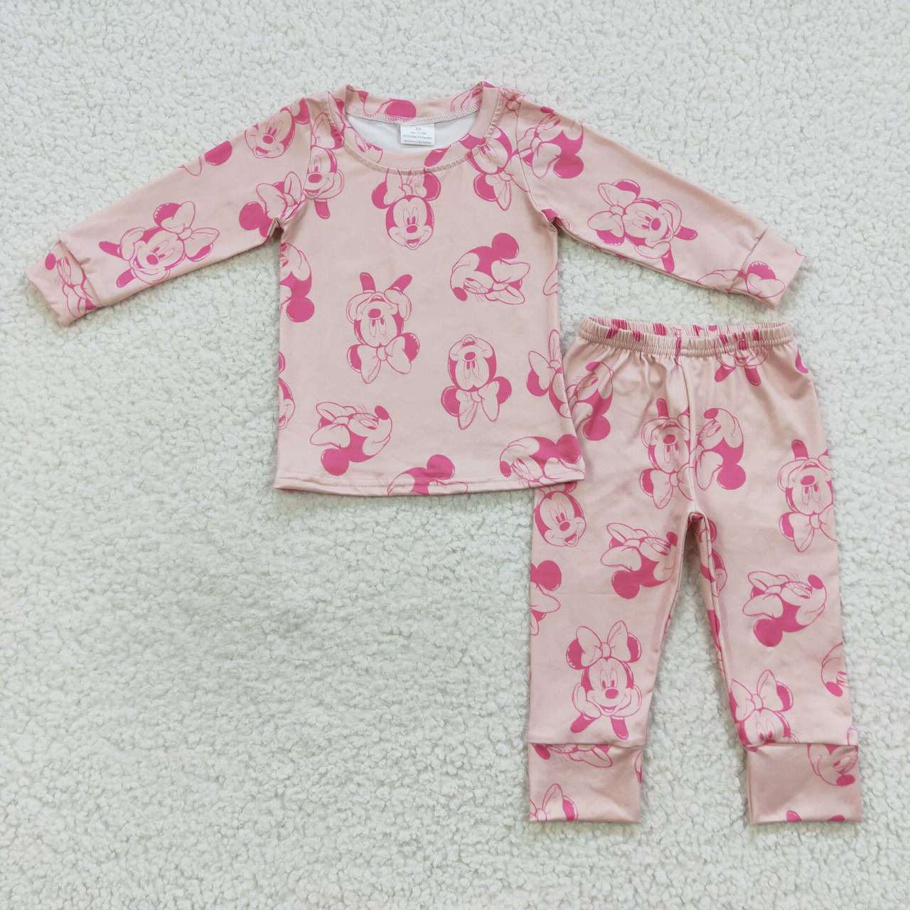 GLP0586 Baby Girl Pink Long Sleeves Pants Outfit Cartoon Pajamas