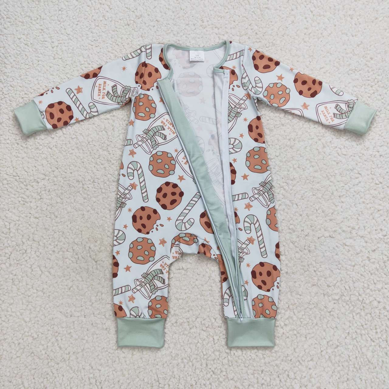 LR0631 Baby Boy Long Sleeves Christmas Candy Cookie One Piece Romper