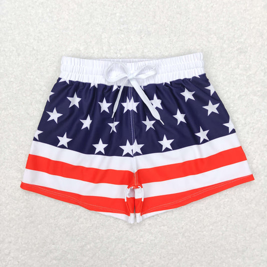 S0188 Baby Boy July 4th Stars Stripes Swim Trunks Shorts