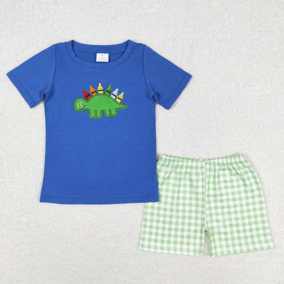 Baby Boy Short Sleeves Embroidery Sibling Back to School Outfit RTS