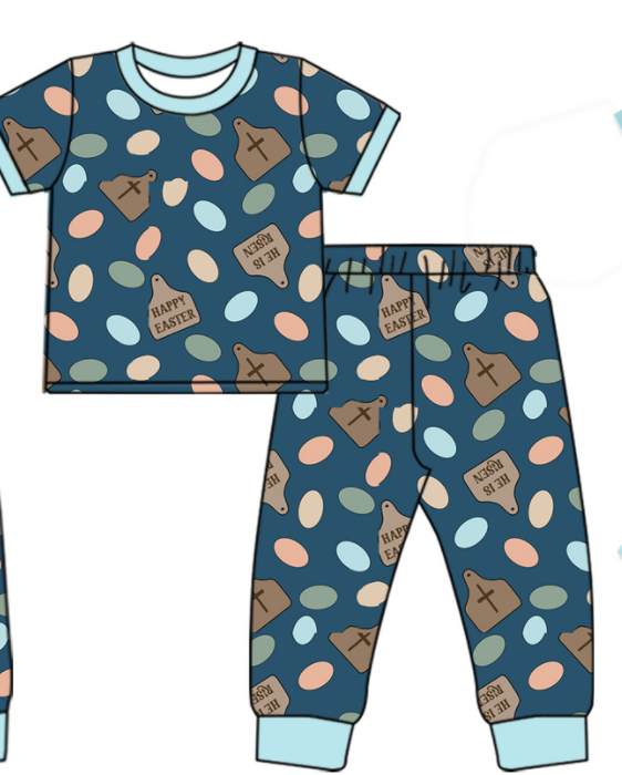 Baby Boy Short Sleeves Easter Eggs Sibling Romper Clothes Set ( Moq 5 Each Design )11.21