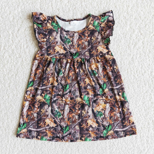 Promotion Baby Girl Short Sleeve Camo Summer Dress