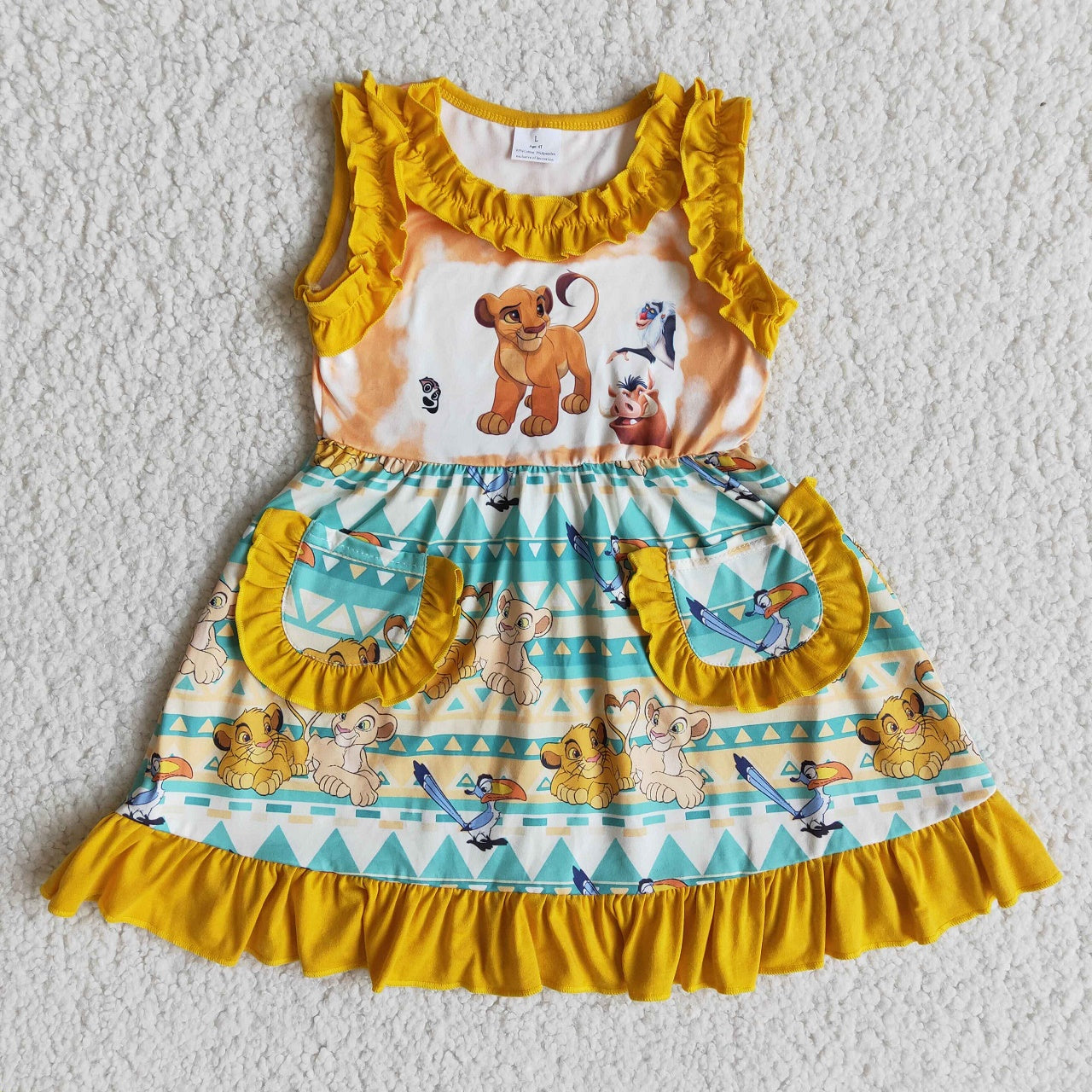 Promotion E13-5 Lion Pocket Baby Girl Dress