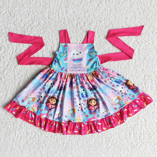 Promotion E14-2 Baby Girl Cats Cartoon Twirl Dress