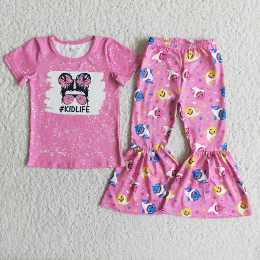 Promotion Baby Girl Short Sleeves Kid life Bell Pants Outfit