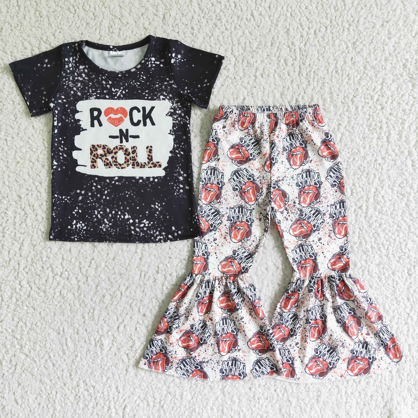 Promotion Baby Girl Short Sleeves Music Bell Pants Outfit