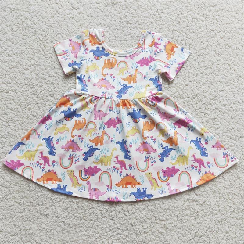 Promotion E3-13 Dinosaur Baby Girl Summer Twirl Dress