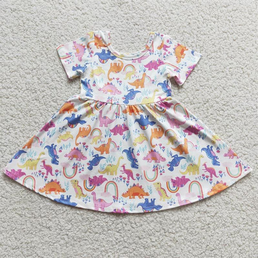 Promotion E3-13 Dinosaur Baby Girl Summer Twirl Dress