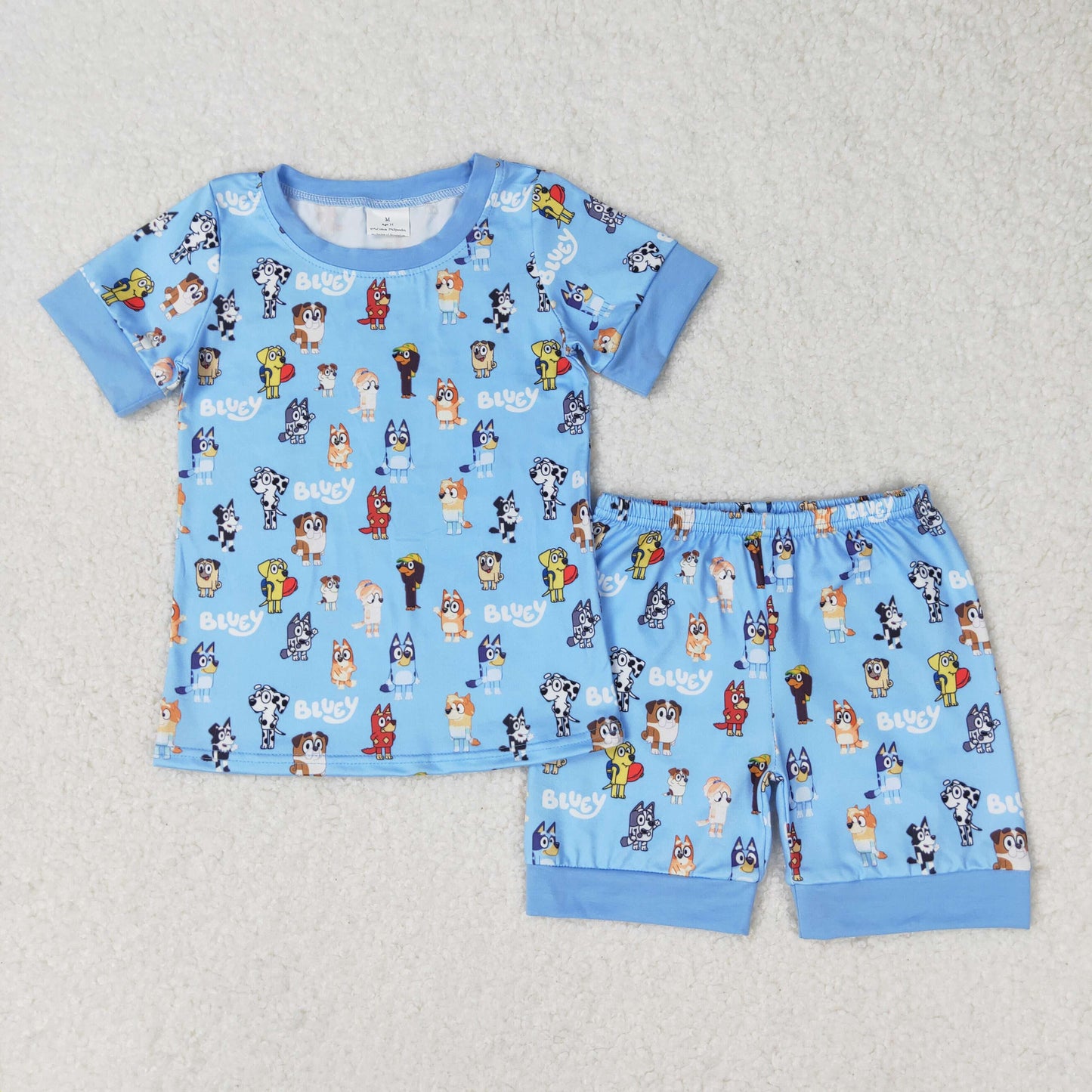 Baby Boy Short Sleeves Dogs Shirt Blue Shorts Pajamas Set