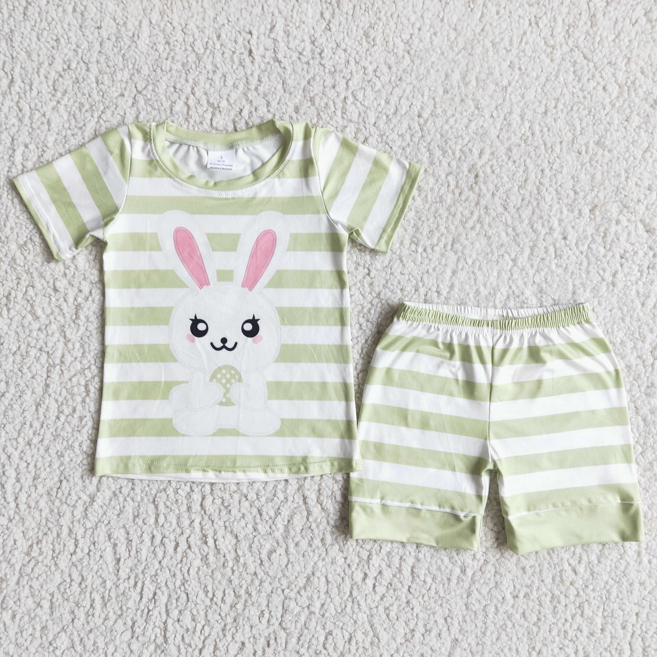 Promotion E5-12 Easter Baby Boy Short Sleeves Rabbit Shirt Stripes Shorts SeT Pajamas