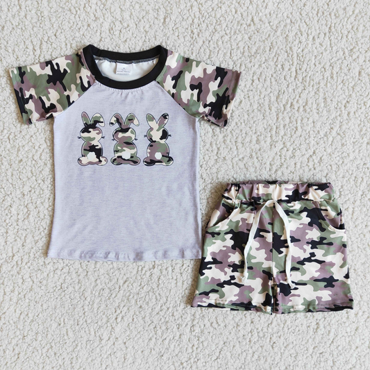 Promotion E5-14 Easter Baby Boy Silly Rabbit Shirt Camo Pocket Shorts Outfit