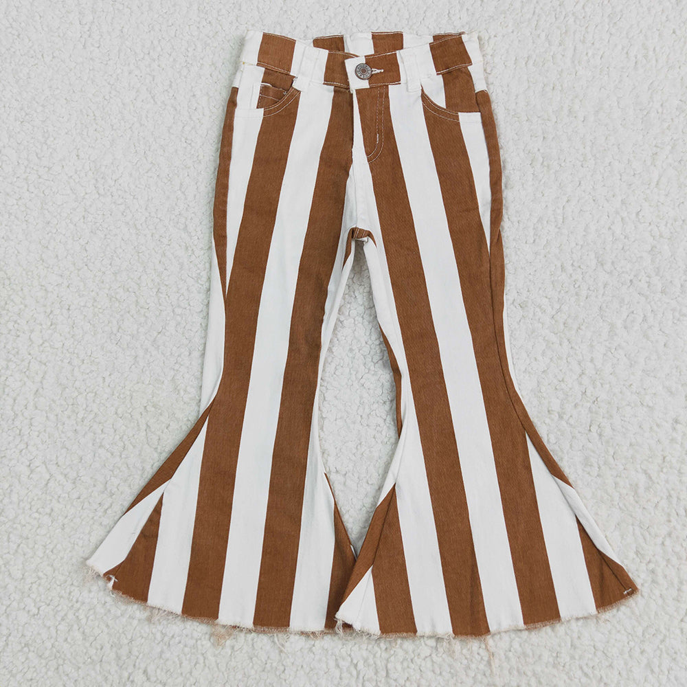 Baby Girl Toddler Stripes Denim Bell Bottom Pants Sibling Jeans RTS