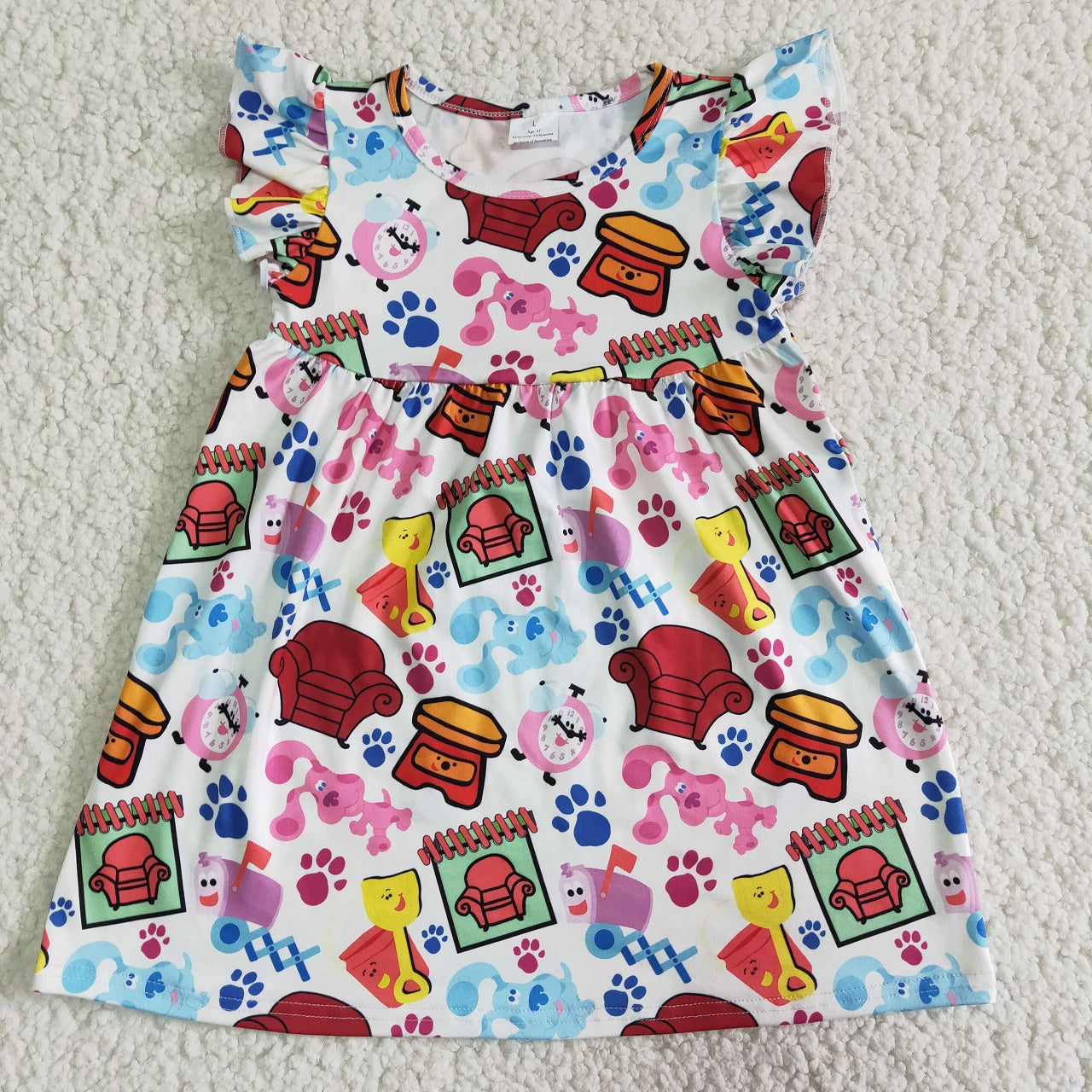 Promotion E5-3 Baby Girl Short Sleeves Dogs Summer Dress