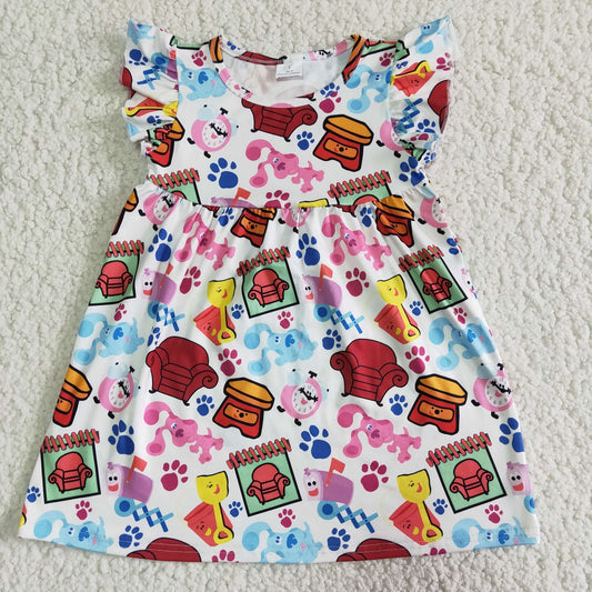 Promotion Baby Girl Short Sleeves Dogs Summer Dress