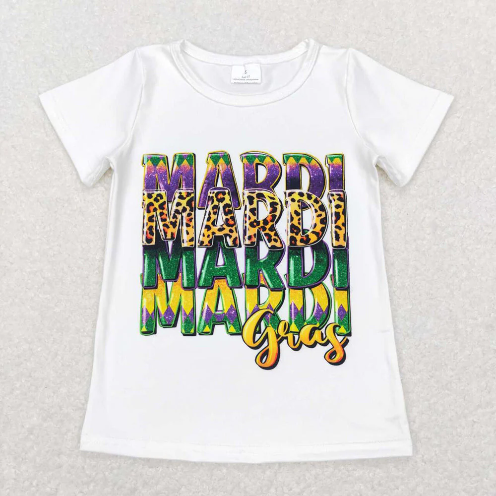 Baby Boy Girl Short Sleeves Mardi Gras Sibling Tee Shirt Tops