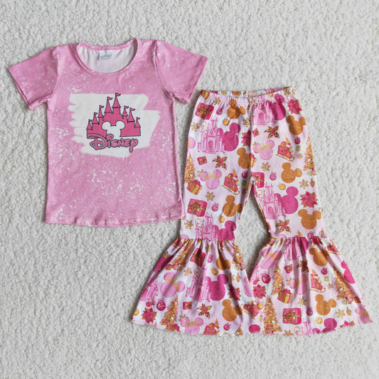 Promotion Baby Girl Castle Shirt Bell Pants Christmas Set