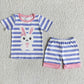 Promotion E5-12 Easter Baby Boy Short Sleeves Rabbit Shirt Stripes Shorts SeT Pajamas