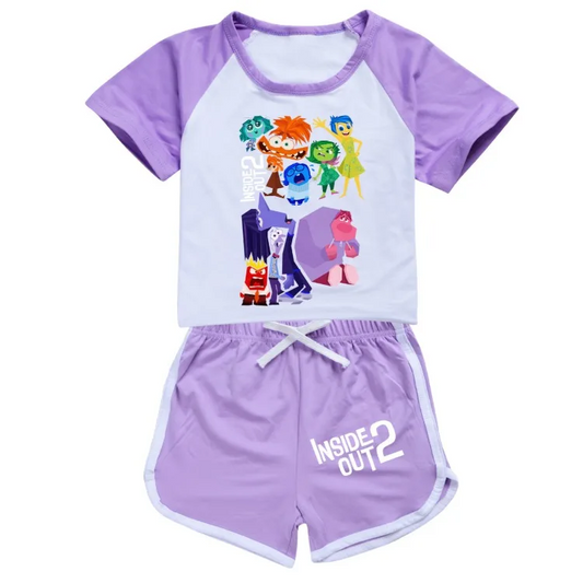 Baby Girl Short Sleeves Shirt Purple Shorts Movie Set