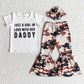 Promotion Baby Girl Short Sleeves Daddy Shirt Camo Bell Pants Outfit RTS
