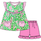 Baby Boy Girl Short Sleeves Green Summer Sibling Dress Romper Clothes Set ( Moq 5 Each style )