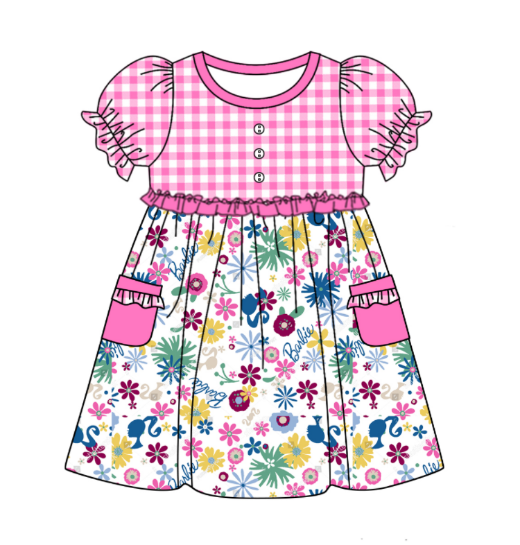 Baby Girl Short Sleeves Flower Bows Sibling Romper Dress Clothes Set ( Moq 5 Each Design )