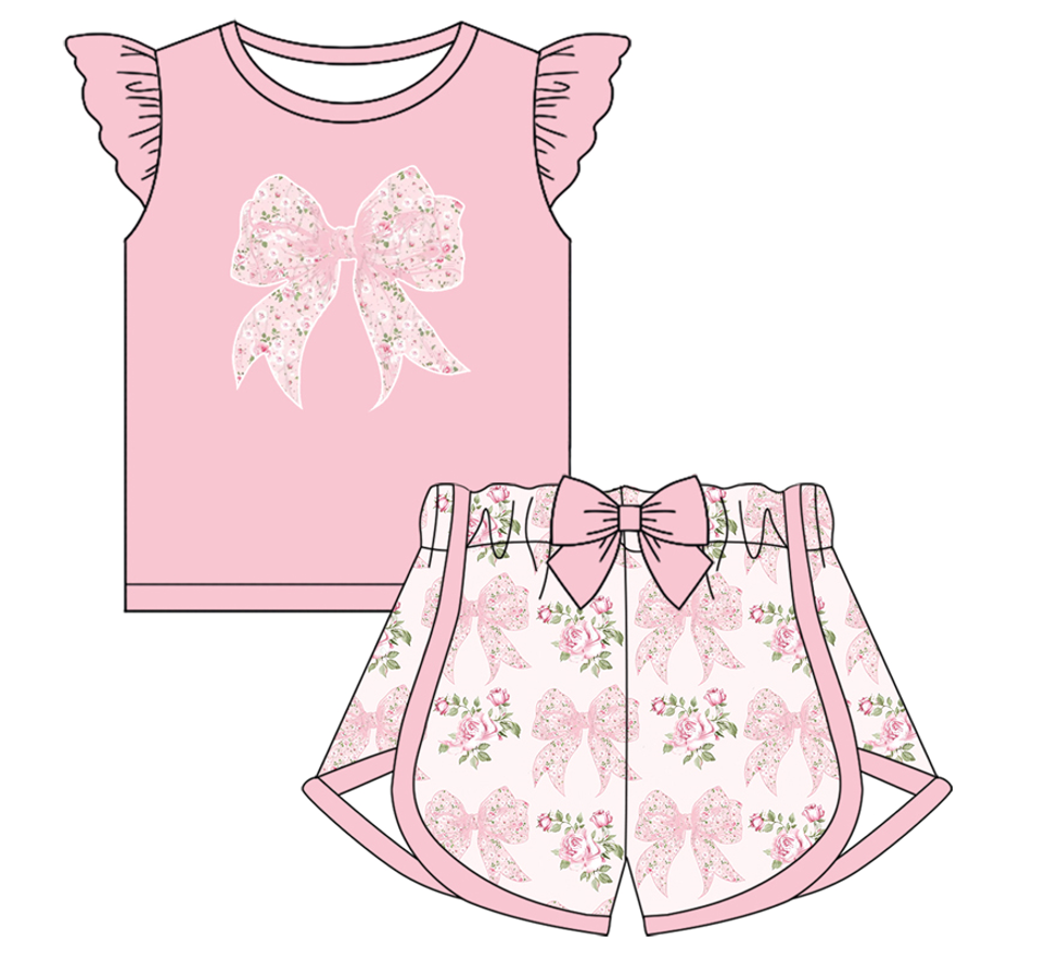 Baby Boy Girl Flower Pink Bows Sibling Dress Romper Clothes Set ( Moq 5 Each style )11.30