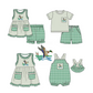 Moq 3 Pre-order BSSO0734 Baby Boy Short Sleeves Duck Shirt Green Plaid Pocket Shorts Summer Set