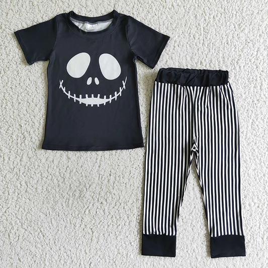 BSPO0023 Baby Boy Halloween Short Sleeves Shirts Stripes Pants Outfit