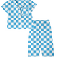 Baby Boy Sibling Blue Checkered Shirt Romper Set Moq 5