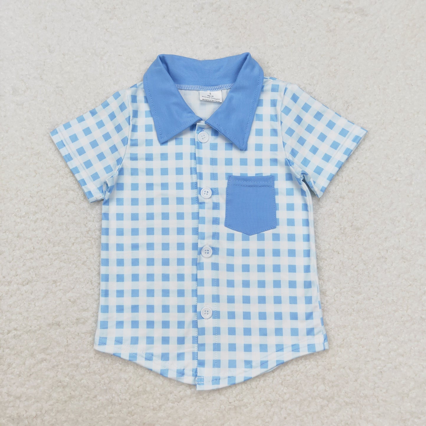 Baby Boy Short Sleeves Blue Checkered Shirt Tops