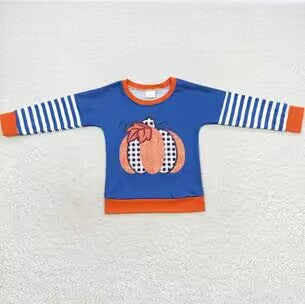 BT0243 Baby Boy Long Sleeves Pumpkin Fall Shirt