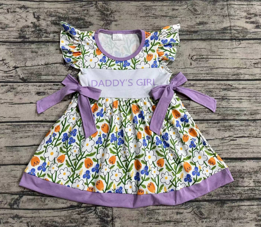 No moq Pre-order Baby Kids Embroidery Daddy's Girl Floral Dress