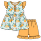 Baby Girl Floral Orange Sibling Romper Dress Clothes Set ( Moq 5 Each Design )