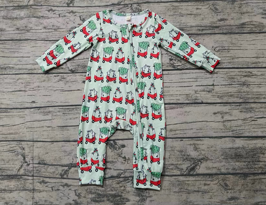 Baby Boy Infant Long Sleeves Green Tree Christmas Zipper Romper