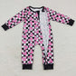LR0478 Baby Girl Long Sleeves Zipper Cartoon One Piece Romper