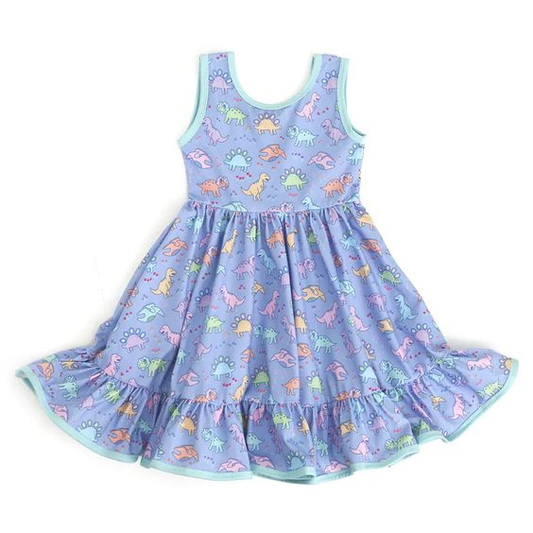 Moq 3 Pre-order GSD0655 Baby Girl Dinosaurs Sleeveless Dress