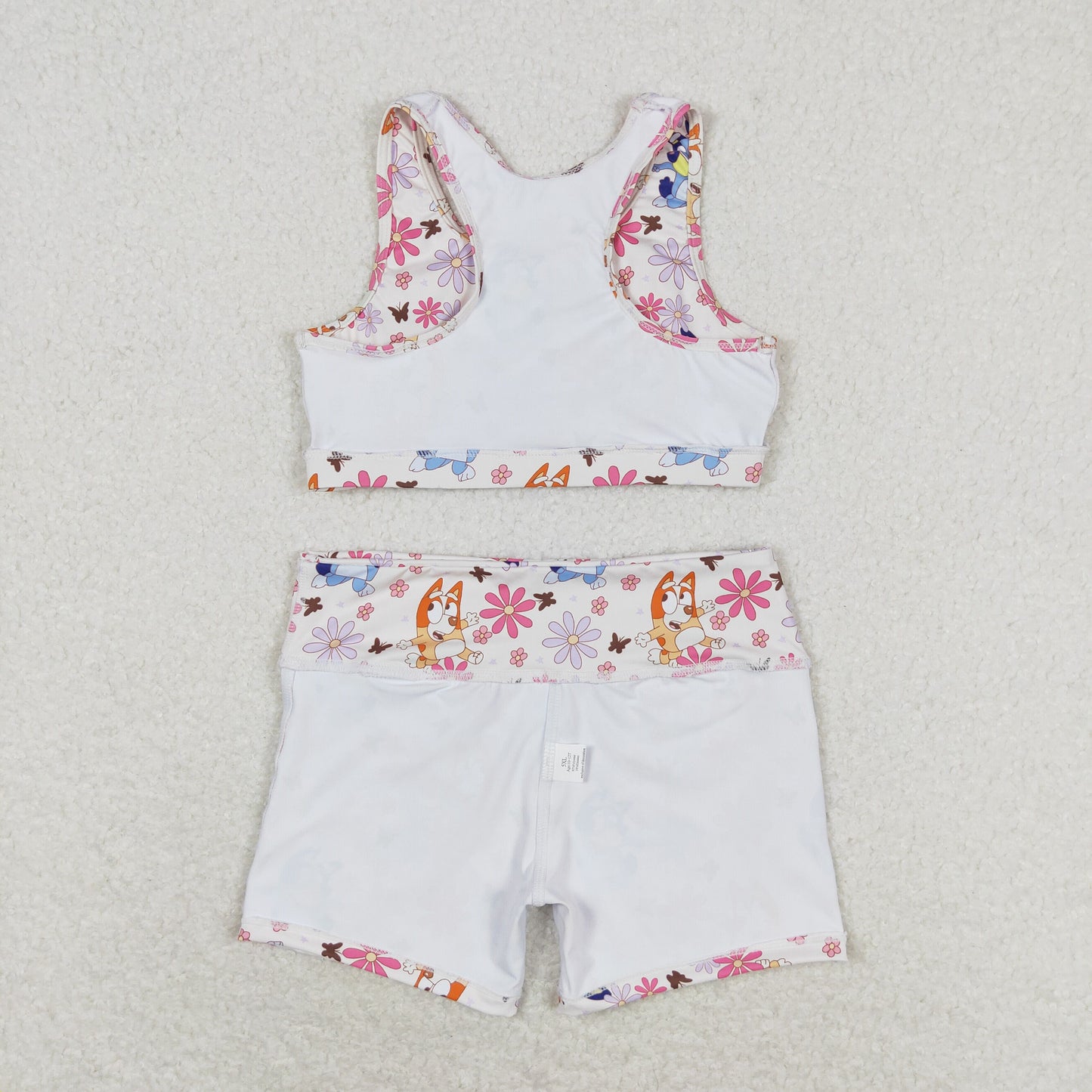 Baby Girl Racer Crop Tops Shorts Dogs Flower Set