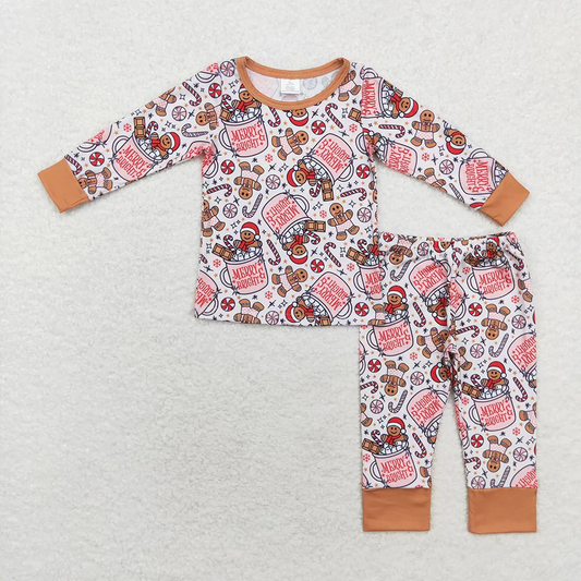 Baby Girl Christmas Merry Gingerbread Shirt Pants Pajamas Bamboo Set